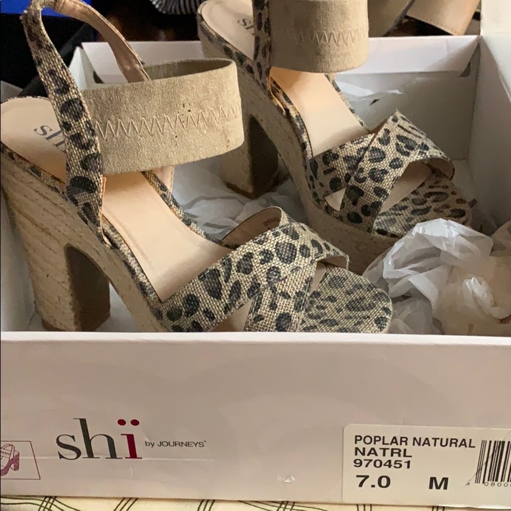 Linen animal print wedge and or platform sandals